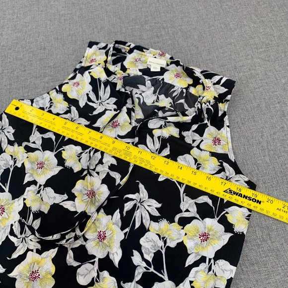 Mercer & Madison Floral Sleeveless Top Medium Black Gray Yellow‎ Lightweight - Picture 6 of 11